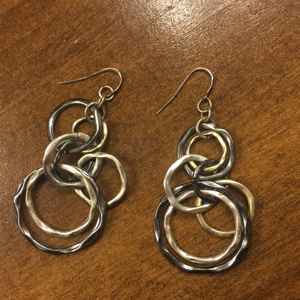 Alfani dangle earrings, black, bronze and silver